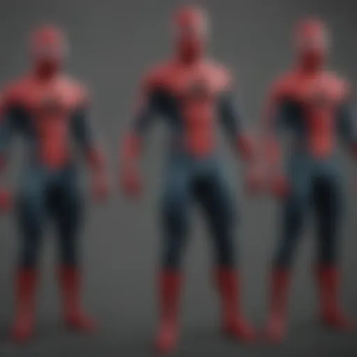 Detailed illustration of Spider-Man's evolution through the years