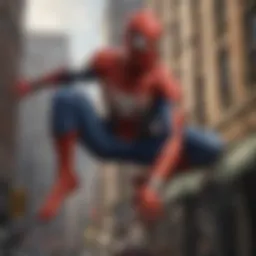 Dynamic action scene from the Spider-Man game