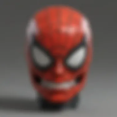 Detailed view of construction techniques used in the Spider-Man Head LEGO set.