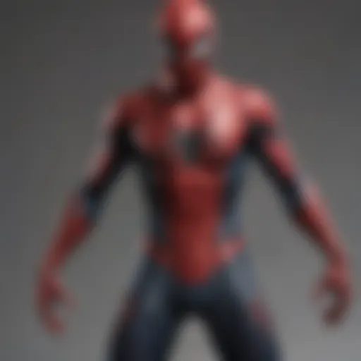 A detailed view of a Spider-Man morphsuit showcasing its vibrant color and intricate design.