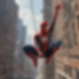 Iconic Spider-Man swinging through New York City