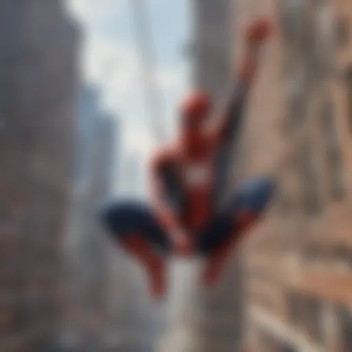 Iconic Spider-Man swinging through New York City
