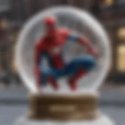 Detailed design of a Spider-Man snow globe showcasing intricate features.