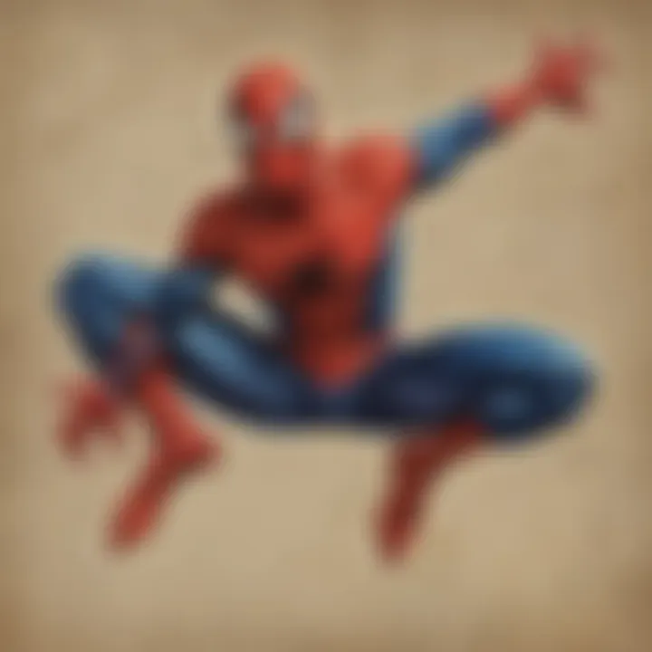 Close-up of a rare vintage Spider-Man sticker, highlighting its intricate design and collectible nature.