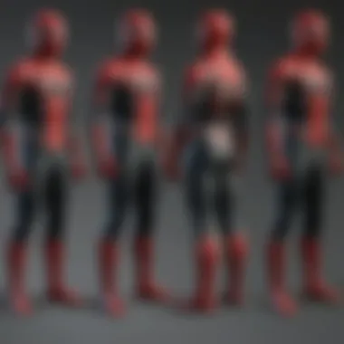 An evolution timeline of Spider-Man's suit from comic books to modern films.