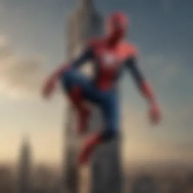 Cinematic Interpretation of the Iconic Tower The Spider-Man Tower featured in a cinematic scene.
