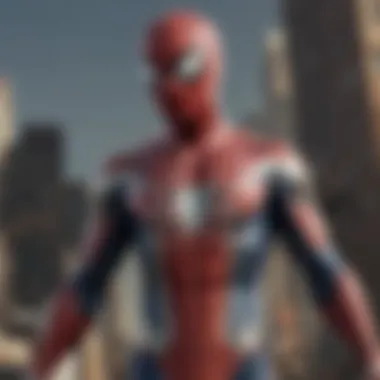 The Iconic Suit Close-up of Spider-Man's suit with intricate details