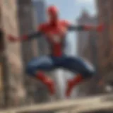 Spider-Man swinging through the city skyline