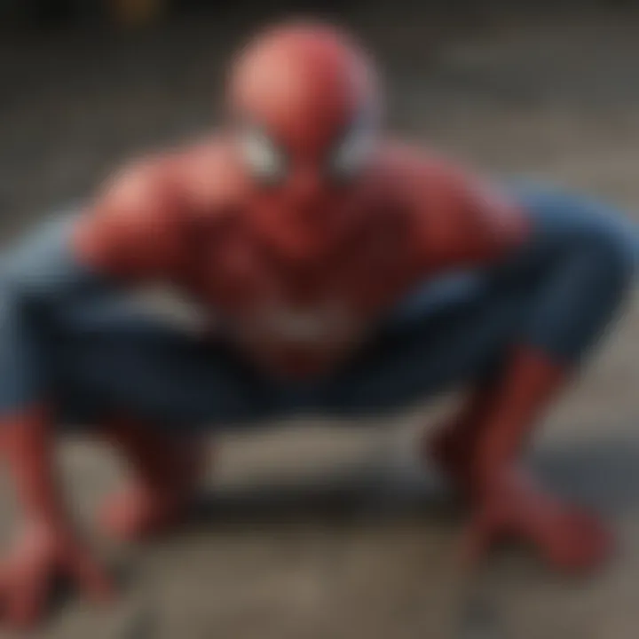 Close-up of the materials used in a Spiderman mat