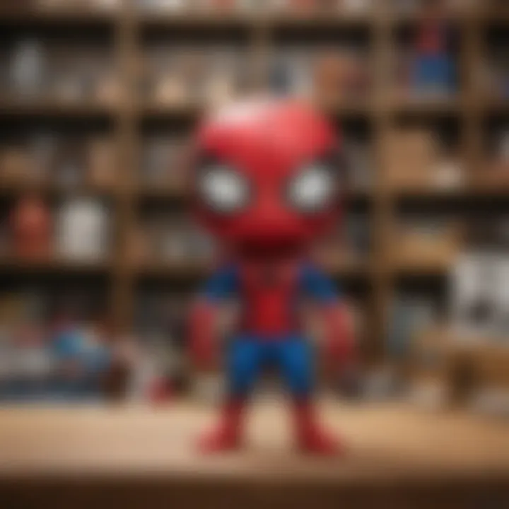 A collector showcasing their Funko Pop Spider-Man collection
