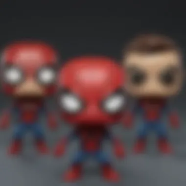 Comparison of different Spider-Man Funko Pop figures on display