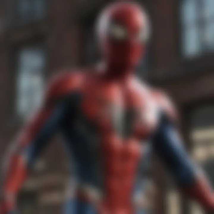 An illustration highlighting technological features in Spider-Man's suits