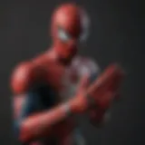 Detailed view of Spider-Man gloves showcasing web technology