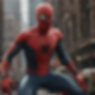 Cinematic depiction of Spider-Man in a modern setting