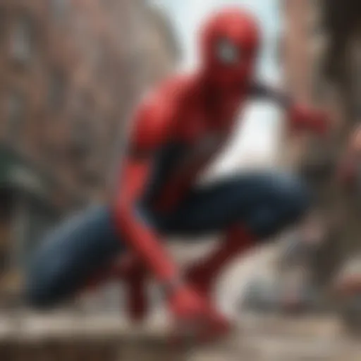 Promotional poster showcasing Spider-Man in an urban landscape