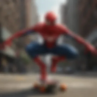 Skateboarders inspired by Spiderman's agility and style