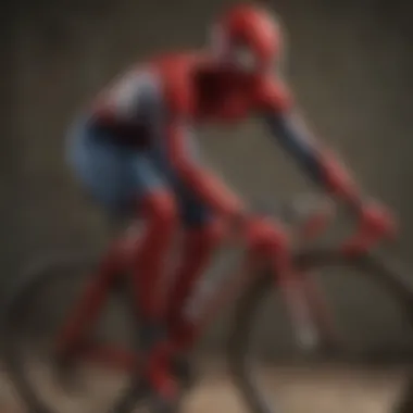 Cyclists wearing Spiderman jerseys during a group ride