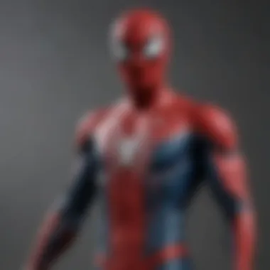 Close-up of Spider-Man's suit details