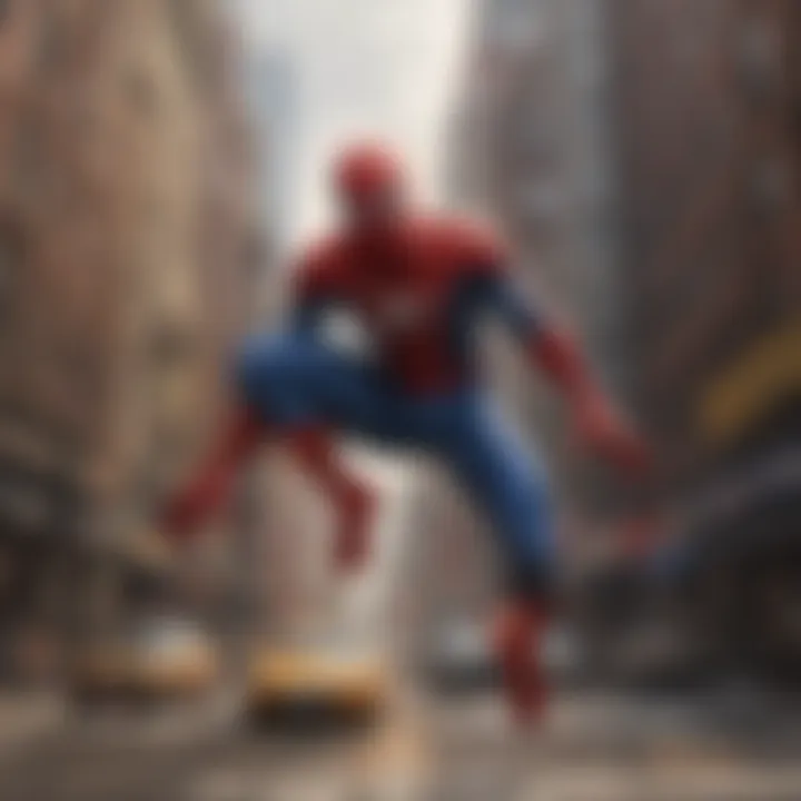 Spiderman Hot Wheel on cityscape background