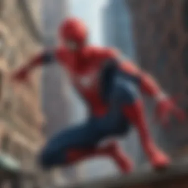 Spider-Man in Action An illustration of Spider-Man swinging through the city skyline