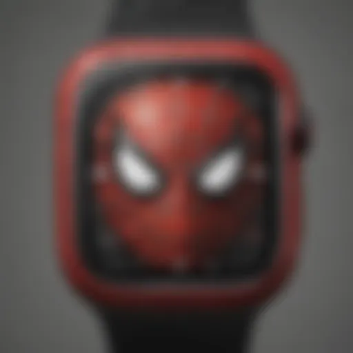 A stylish Apple Watch showcasing Spider-Man themed watch face