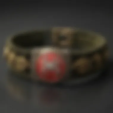 The JP Army Bracelet displayed alongside military insignia, highlighting its prestige.