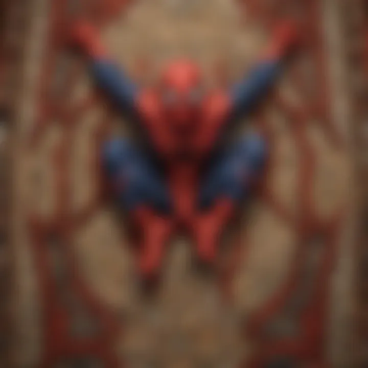 Close-up of intricate design on Large Spiderman Rug