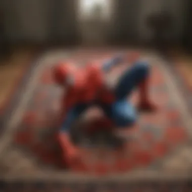 Modern living room with Large Spiderman Rug