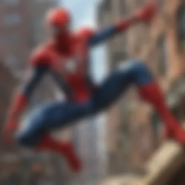 Spider-Man swinging through the city