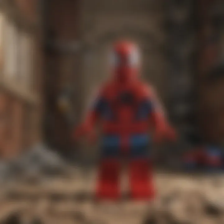 Detailed close-up of LEGO Spider-Man minifigure