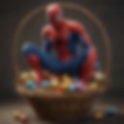 Luxurious Spiderman Easter Basket with Gold Accents