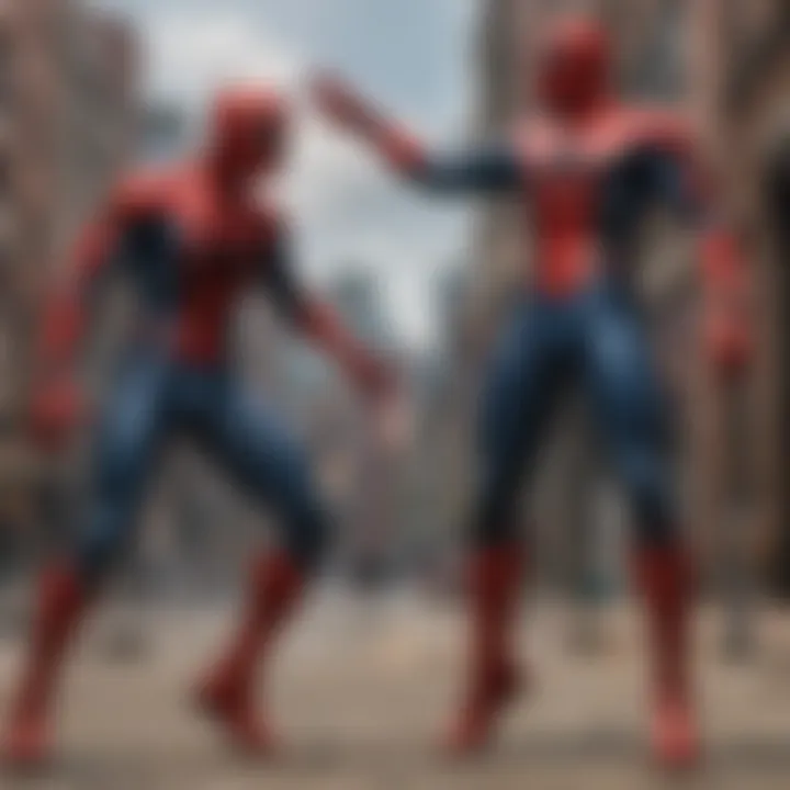 Mafex Comic Spider-Man facing off against a formidable villain in epic showdown