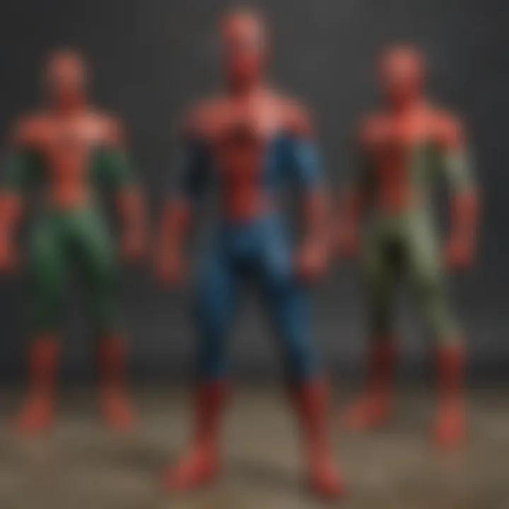 Comparison of various characters from the Retro Spider-Man series.