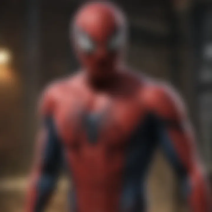 Spider-Man in stealth mode climbing a building
