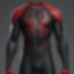 Dynamic display of Miles Morales compression shirt showcasing its unique design.