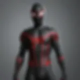 Detailed view of the fabric and textures of the Miles Morales Spider-Man costume