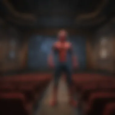 Abstract representation of a movie theater filled with Spider-Man merchandise for an enhanced viewing experience