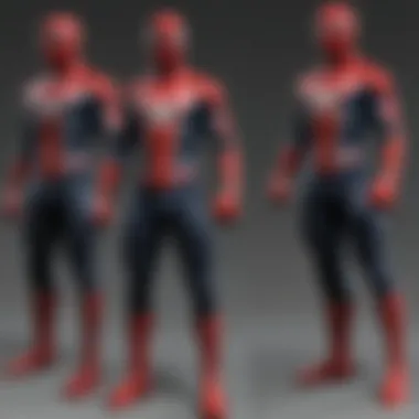 A close-up of Spider-Man's suit in a game