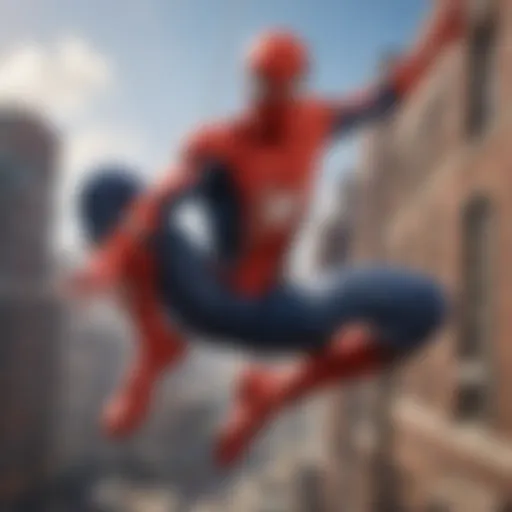 Spider-Man swinging through New York City