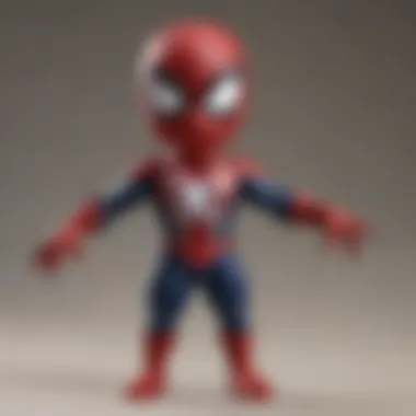 Close-up detail of Nendoroid Spiderman's intricate web design