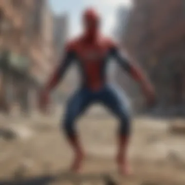 Spider-Man standing heroically, symbolizing his role as a cultural icon in the superhero genre.