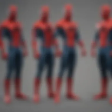 A collage of various Spider-Man iterations from different films, illustrating his evolution over the years.