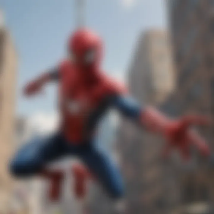 Spider-Man swinging with No Way Home toy