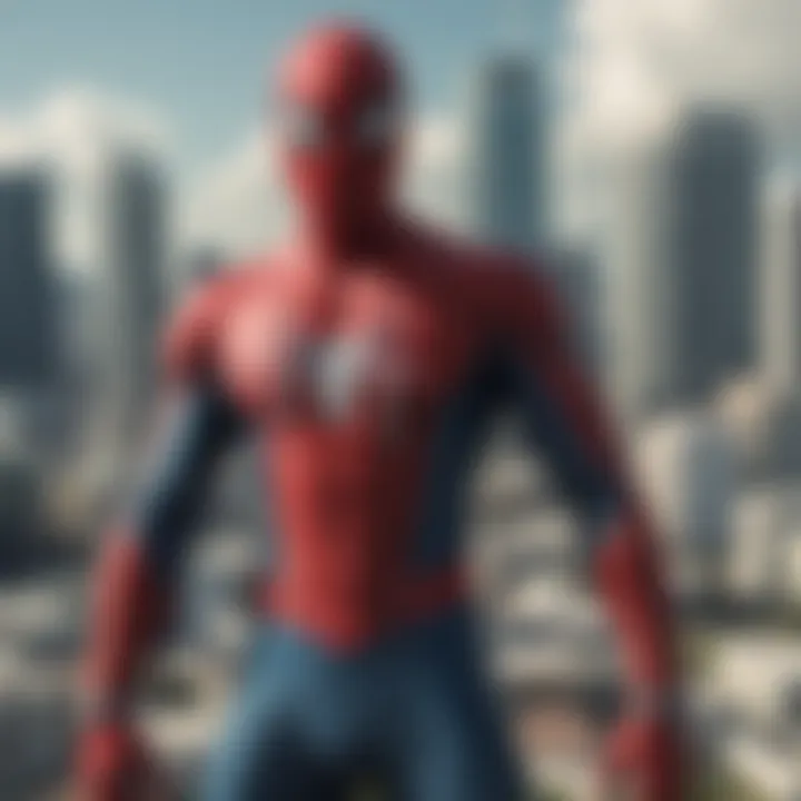 A backdrop of Miami's skyline complementing Spider-Man's style.