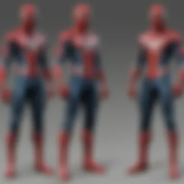 A timeline showcasing the evolution of Spider-Man designs