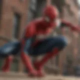 Spider-Man swinging through the city skyline
