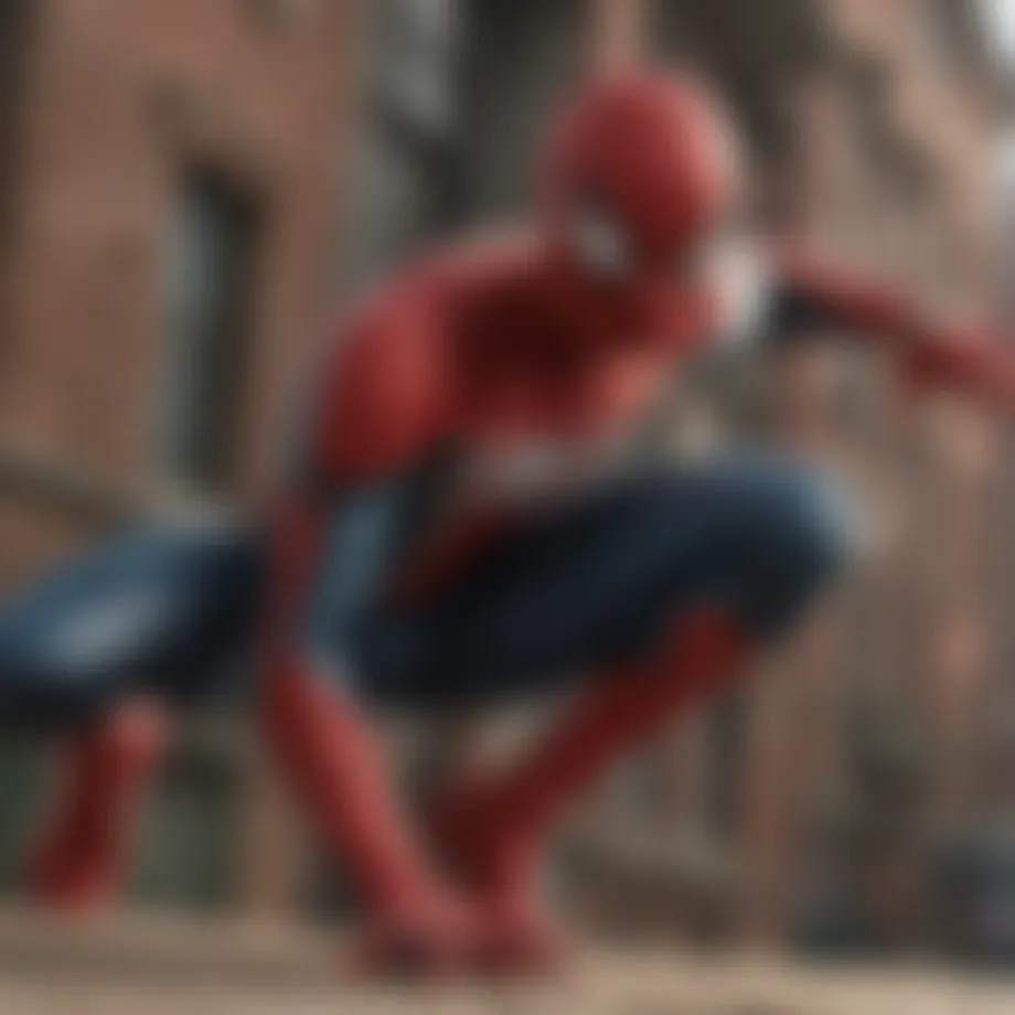 Spider-Man swinging through the city skyline