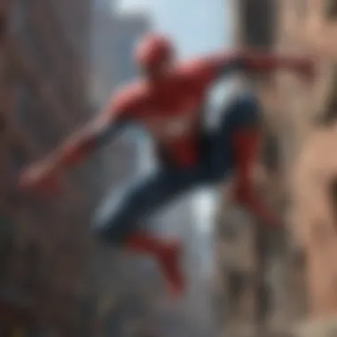 Concept art depicting Spider-Man in an action-packed scene