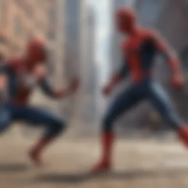 Epic Showdown - Spider-Man Confronts the Enemy Spider-Man facing off against a formidable villain