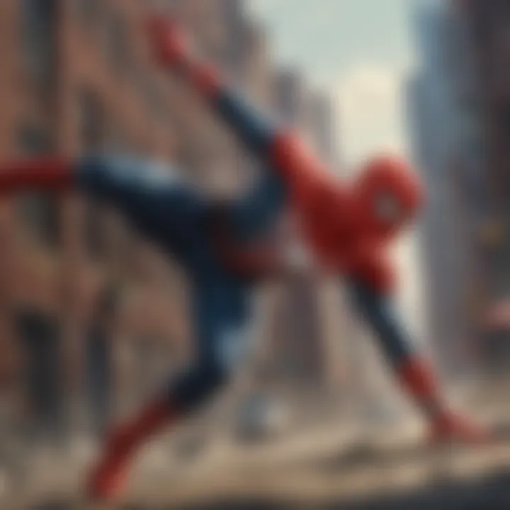 Spider-Man in action combat against villains